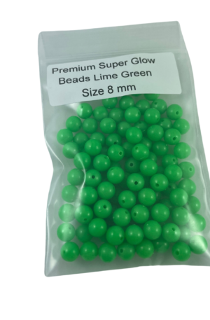 Premium Super Glow Beads Lime Green 8mm