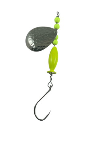 Colorado Size 5 Hammered Nickel Chartreuse Spinner lure