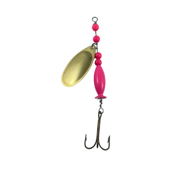 French plain brass spinner Pink Lure body treble hook