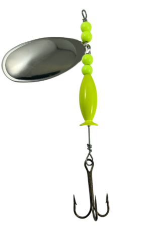 French Plain Nickel Spinner Chartreuse lure body treble Hook