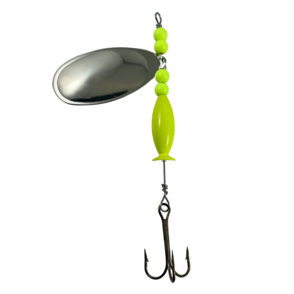 French Plain Nickel Spinner Chartreuse lure body treble Hook