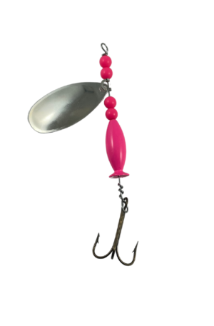 French Plain Size 5 Spinner Pink Lure Body Treble Hook